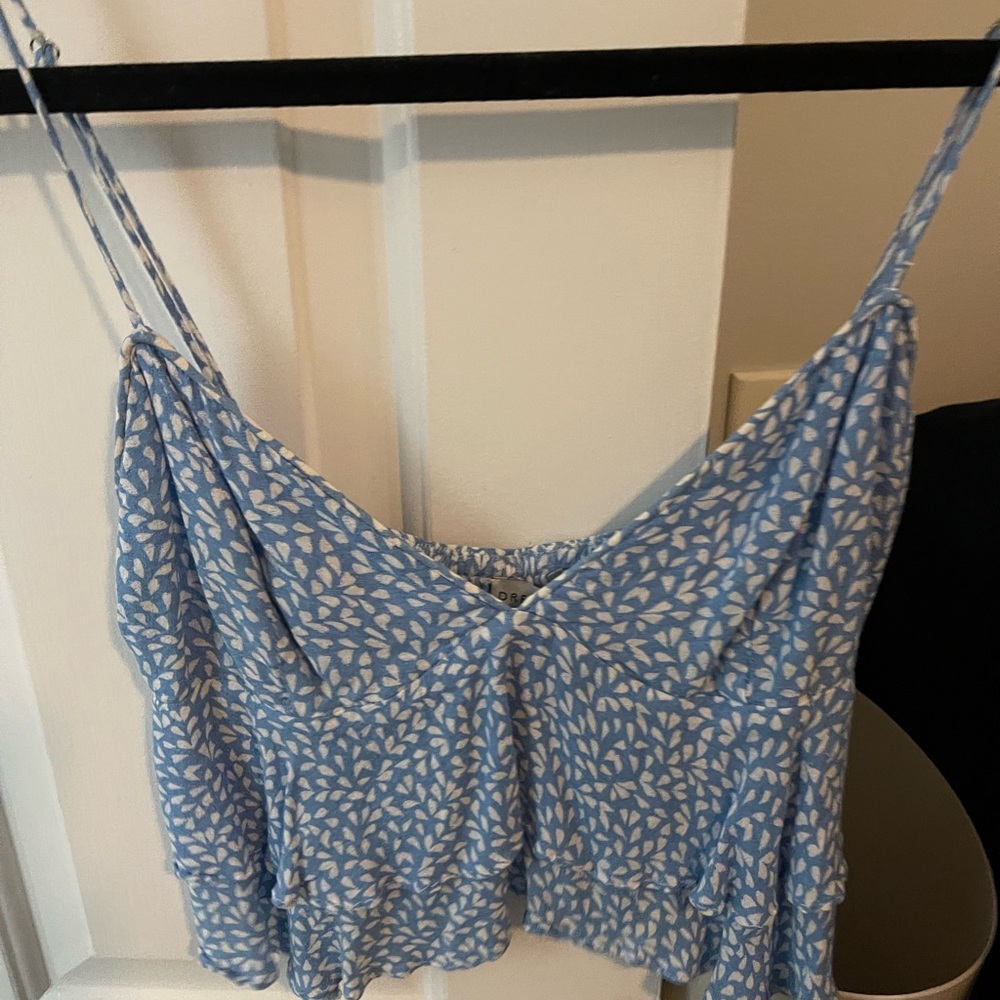 Island Gypsy blue and white tank top